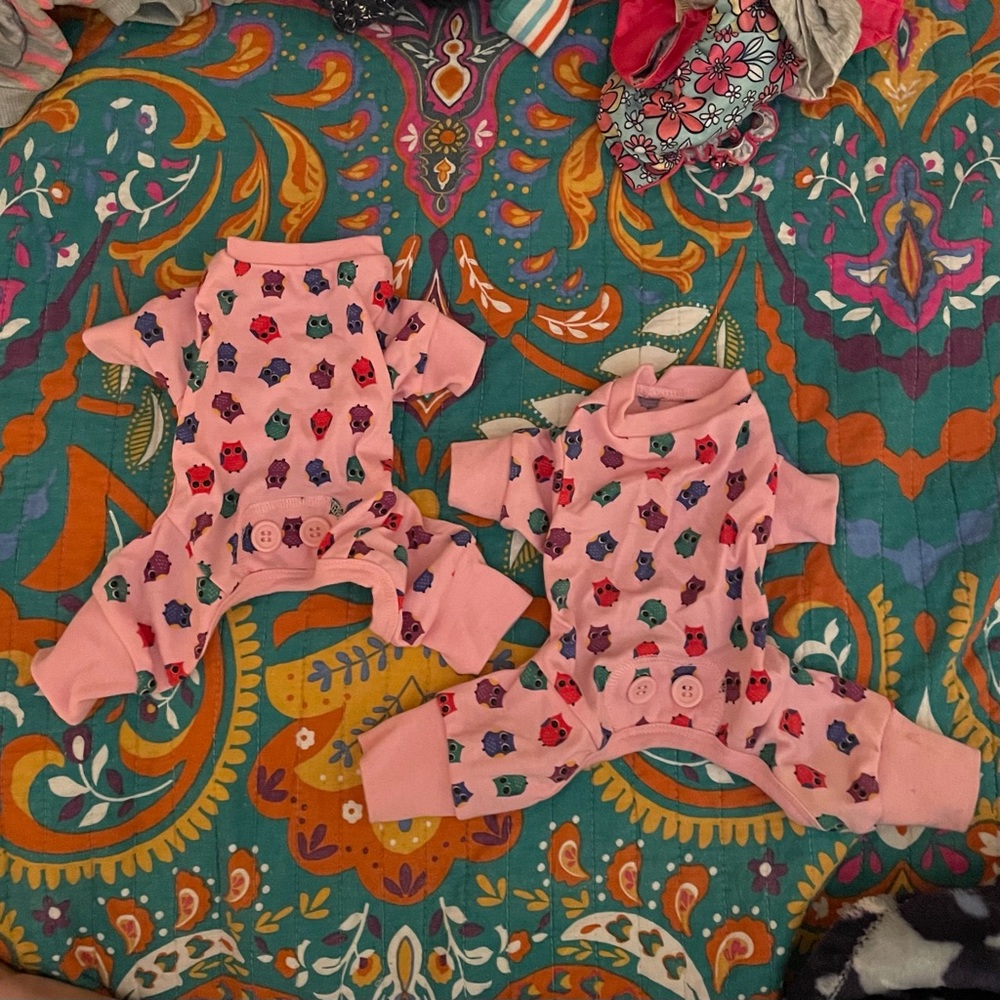 Two X-SMALL Puppy Pajamas - Owls